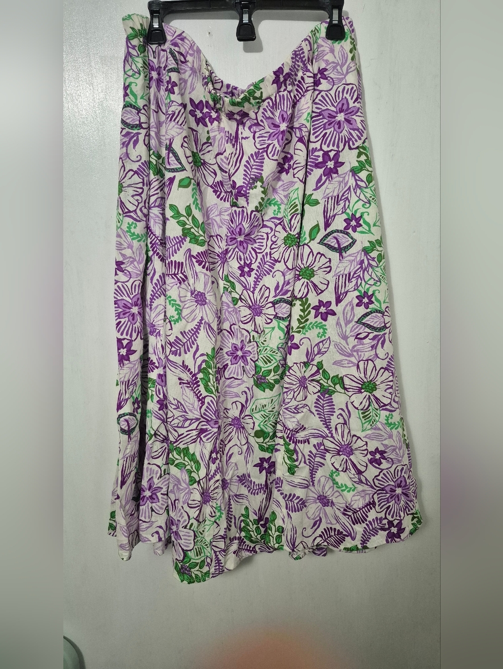Woman Within Purple Floral Print Garment with Green Accents Size 26/28